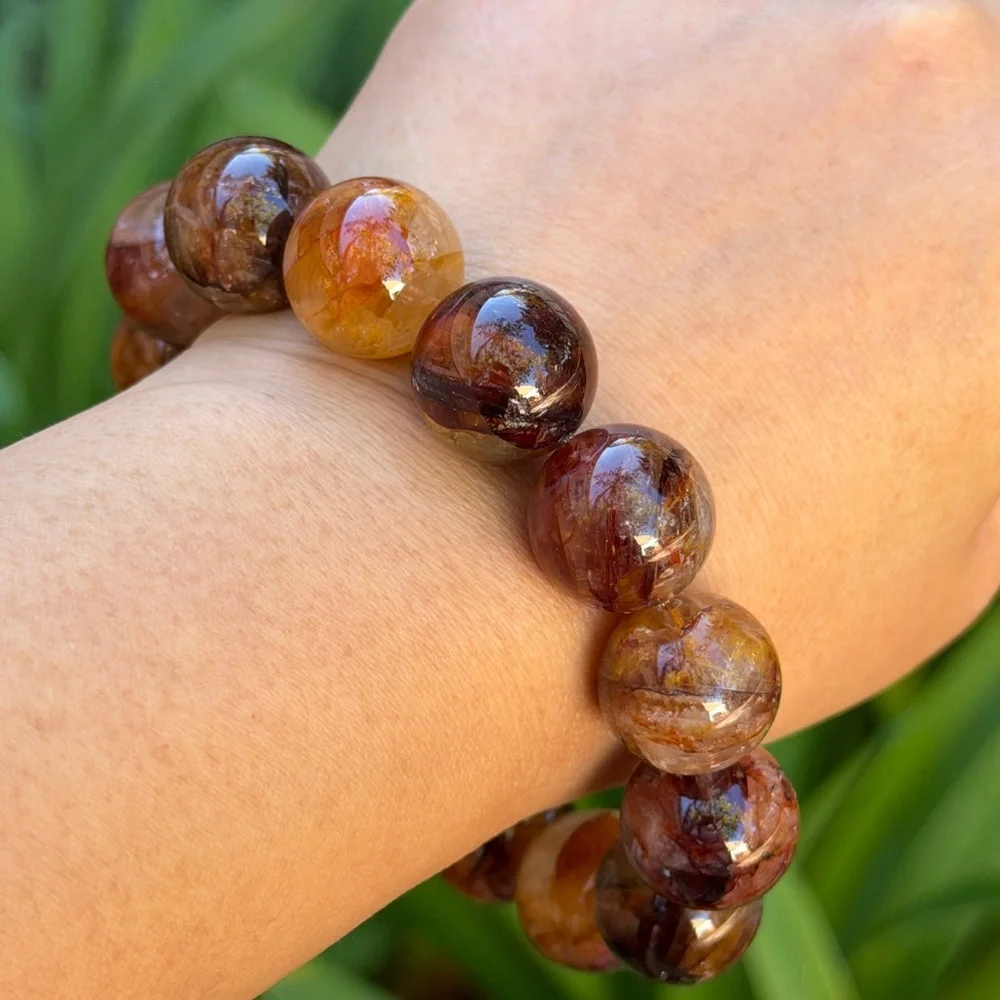 16.5mm stretchable dark golden healer bracelet 0595‎
